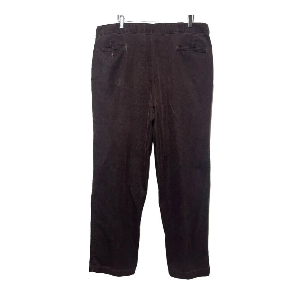 Vtg. L.L. Bean Men's USA Made Flat Front Corduroy Brown‎ Pants Size 38x31 Flaws